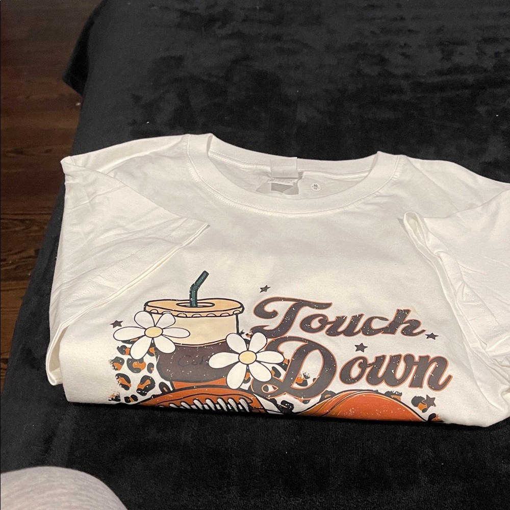 Touch Down Season Graphic Tee - White and Brown - Picture 3 of 3